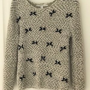 Cream LC Lauren Conrad bow&pearl Sweater